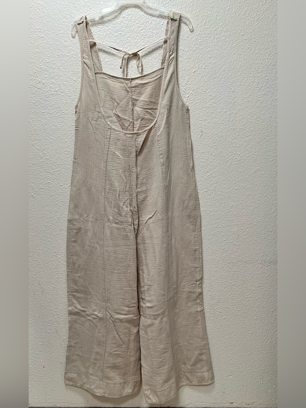 Zenana Knit Waffle Wide Leg Overalls Sand Beige/Brown/Turquoise S/M - Picture 3 of 12